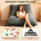 3 in 1 Bean Bag Chair, Beanbag Washable, Bean Bag Chairs for Adults, Beanbag Chair with Zipper, Adult Beans Bags Chairs, Giant Beanbags Sofa for Livingroom(Dark Grey, 55.1"x 75.6"x 19.69")
