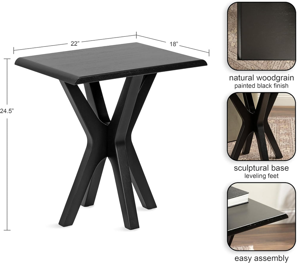 Kate and Laurel Yates Mid-Century Modern Wooden Rectangle Side Table, 22 x 18...
