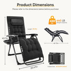 NEWBULIG Zero Gravity Chair, Folding Patio Recliner with Removable Cushion & Cup Holder Trays, Portable Lounge Chair for Beach & Camping, Classic Black