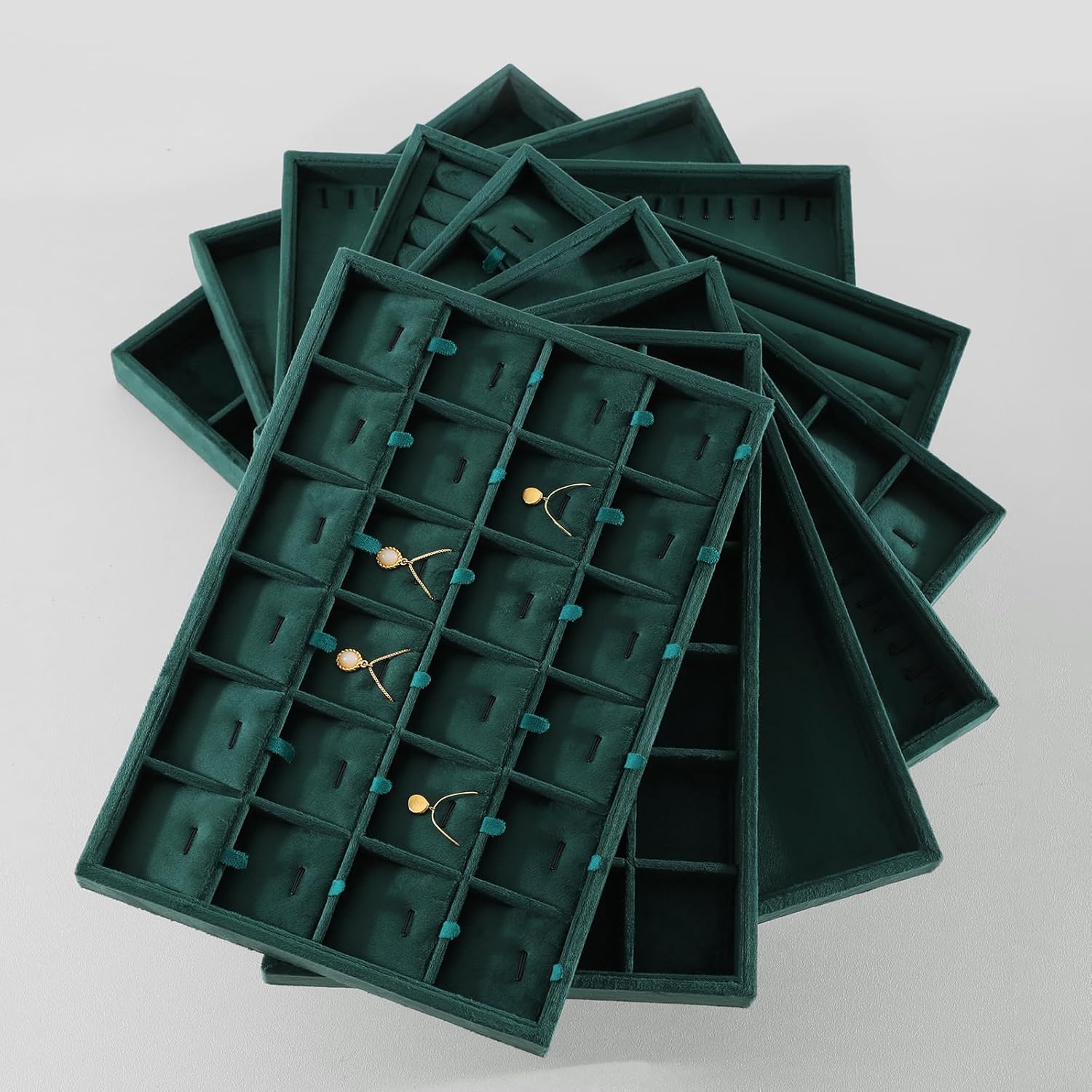 Necklace Display Tray, Velvet Jewelry Organizer, Premium Pendant Display,Luxury Earrings Organizer,Green Necklace Organizer