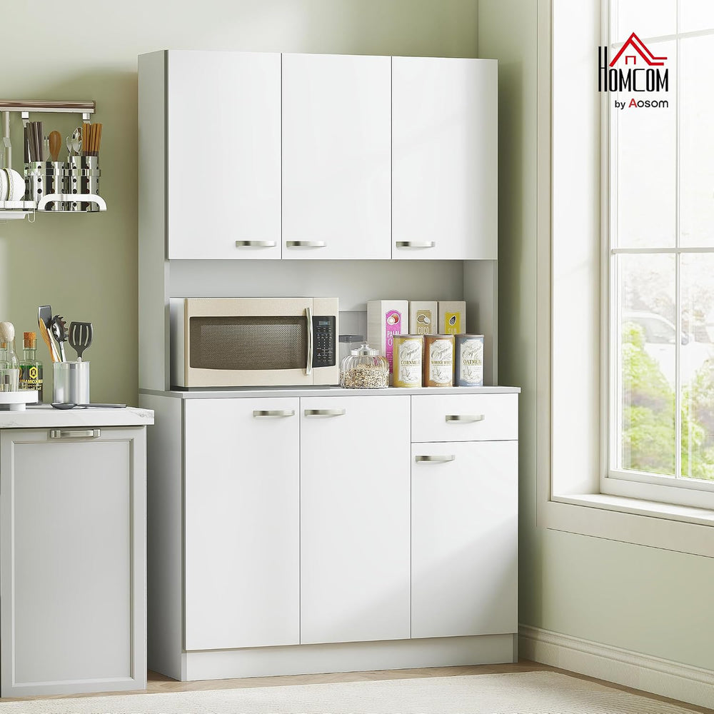 HOMCOM 71" Kitchen Pantry Cabinet, Tall Storage Cabinet with Microwave S...