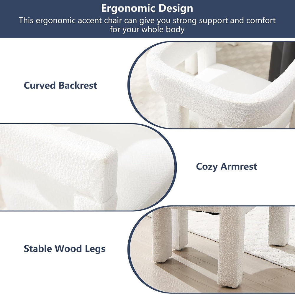 Modern Dining Chair Set of 6 Living Room Chairs,Upholstered Barrel Chair | bo...
