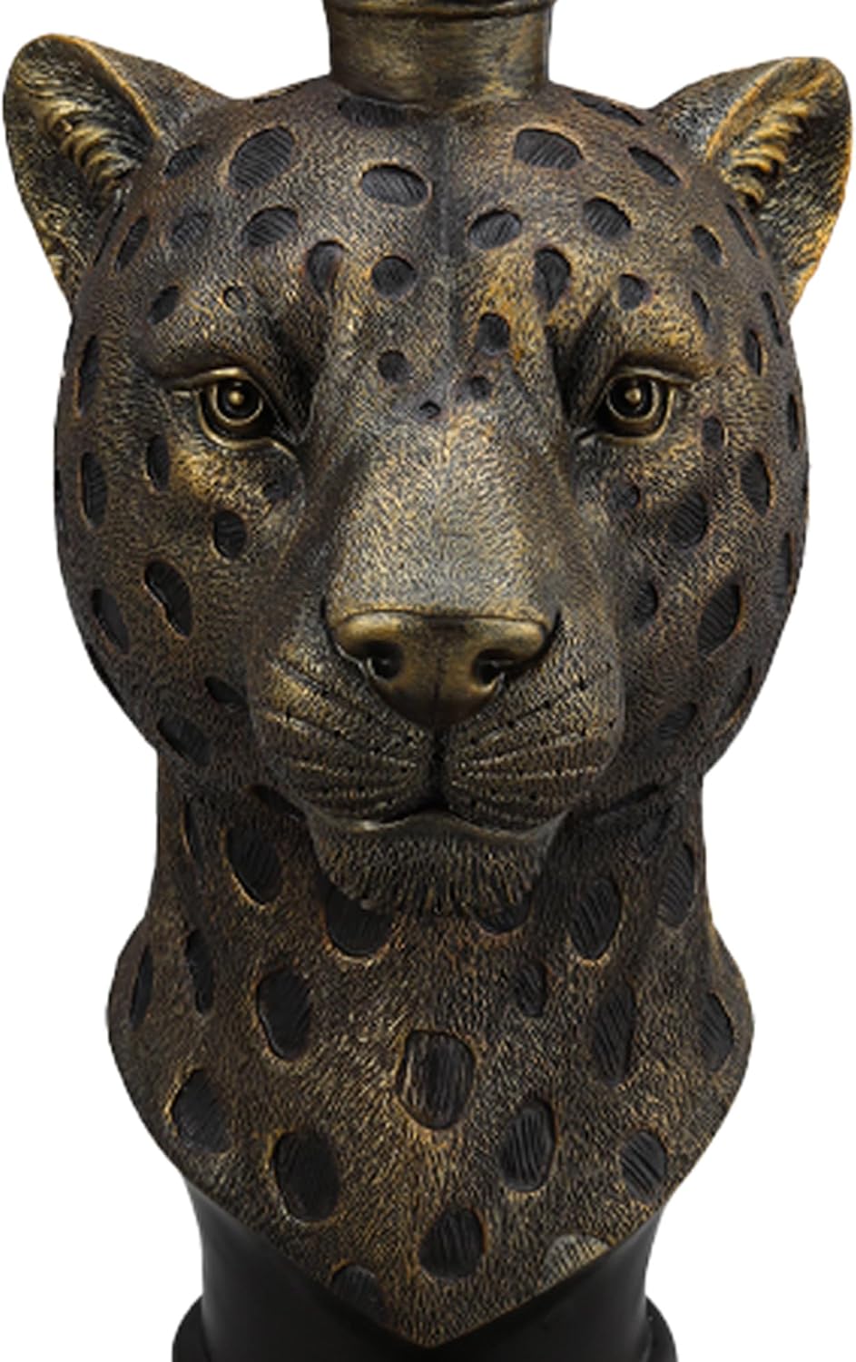 Creative Leopard Head Side Table with Faux Marble Top - Resin Animal Statue E...