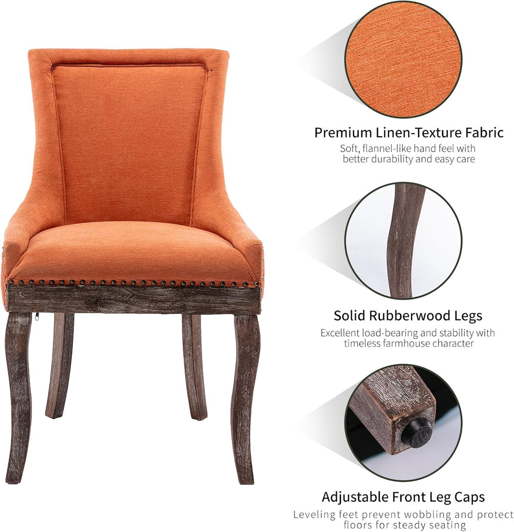 Modern Dining Chairs Set of 4, Fabric Upholstered High Back Chairs with Nailh...