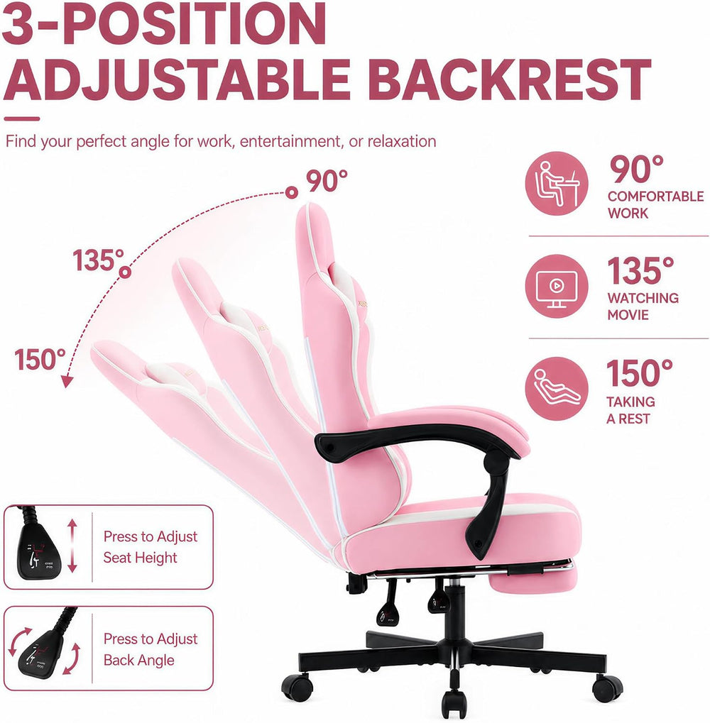 Mistpeople Gaming Chair, Ergonomic High Back Computer Chair with Footrest, Lu...