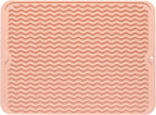 Silicone Dish Drying Mat for Multiple Usage,Easy clean,Eco-friendly,Heat-resistant Silicone Mat for Kitchen Counter or Sink,Refrigerator or drawer liner Pink L 16 inches x 12 inches