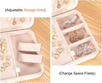 LANDICI Small Jewelry Box for Women Girls, PU Leather Travel Jewelry Case, Portable Jewelry Organizer Storage Holder Display for Ring Earrings Necklace Bracelet Bangle Men Kids Gift, White