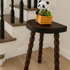 LitaEther Wooden Bobbin Side Table - Plant Stand - Half Round Table - Wooden Accent Stool- Minimalist Decorative Table for Bedroom, Hallway, Living Room (1, Walnut)