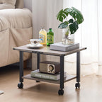 Lerliuo Under Desk Printer Stand, 2-Tier Industrial Mobile Printer Table with Storage Shelf and Steel Frame, Rolling Printer Cart Holder with Lockable Wheels for Home, Office (Grey)