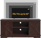DWVO Farmhouse TV Stands for Living Room, Entertainment Center with Storage, TV Stand for 65 Inch TV with Double Barn Doors & Storage Cabinets, Rustic TV Cabinet Media Console, Espresso