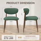 Dining Chairs Set of 2, Curved Back Kitchen Room Chairs with Metal Legs and Anti Slip Pads, Upholstered Dining Chair for Home and Restaurant, Green