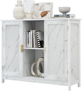 TaoHFE Marble Top Narrow Sideboard Cabinet,Modern White Marble Side Buffet Cabinet with Storage,Kitchen Island Narrow Sideboard for Kitchen for Living Room