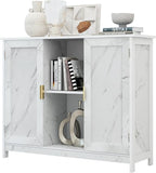 TaoHFE Marble Top Narrow Sideboard Cabinet,Modern White Marble Side Buffet Cabinet with Storage,Kitchen Island Narrow Sideboard for Kitchen for Living Room