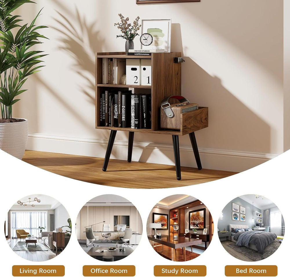 HedoAjim End Table with Charging Station, Narrow Side Table, Nightstand with ...