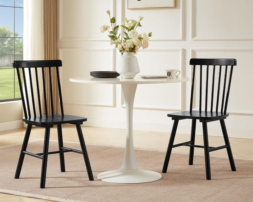 PrimeZone Windsor Dining Chairs Set of 2 with Spindle Back, Black