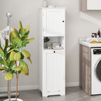 Tilt Out Laundry Hamper Cabinet, 55" Tall Bathroom Storage Cabinet Laundry Cabinet with Shelves and Clothes Basket, Hamper Cabinet Shelf for Laundry Room Bathroom Organizer, White