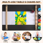 4-in-1 Kids Art Table and 2 Chairs Set, Wooden Activity Desk with Storage Bins, Art Easel, Drawing & Study Table for Toddlers, Multi-Functional Children’s Furniture for Home, Playroom, Black