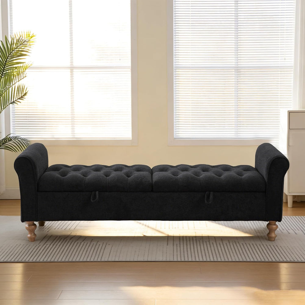 Chifee & Vingol 65" Storage Ottoman Bench Upholstered End of Bed Ben...