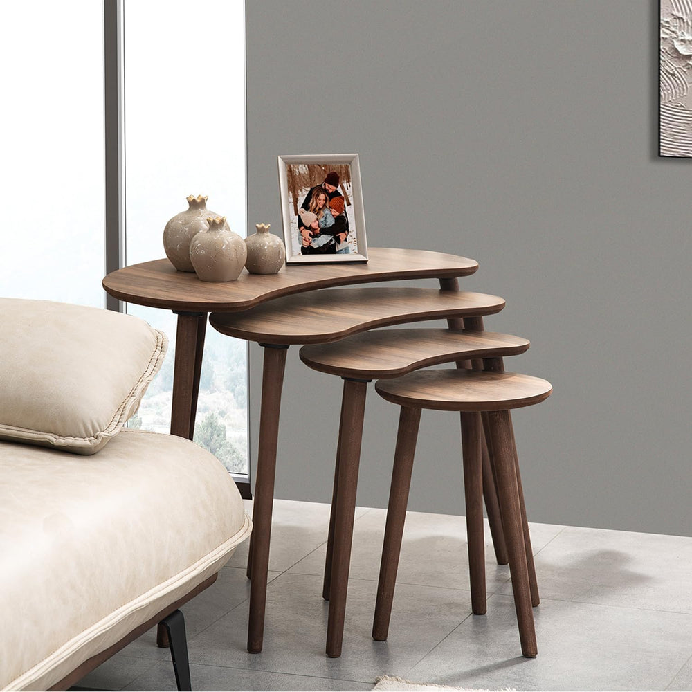 Moon MDF Wooden Nesting Table Set of 4 - Walnut