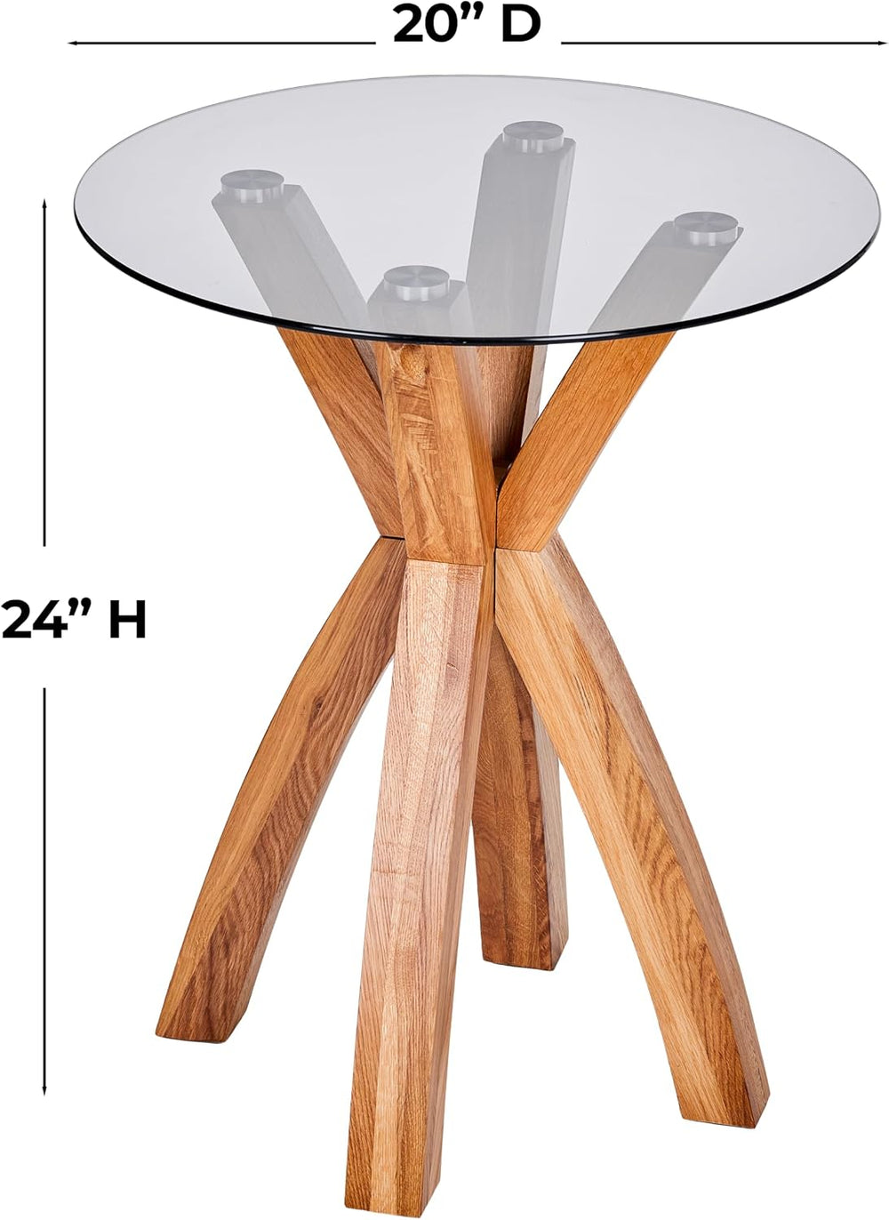 Round Glass End Table, Small Sofa Side Table for Living Room, Bedroom. Stylis...