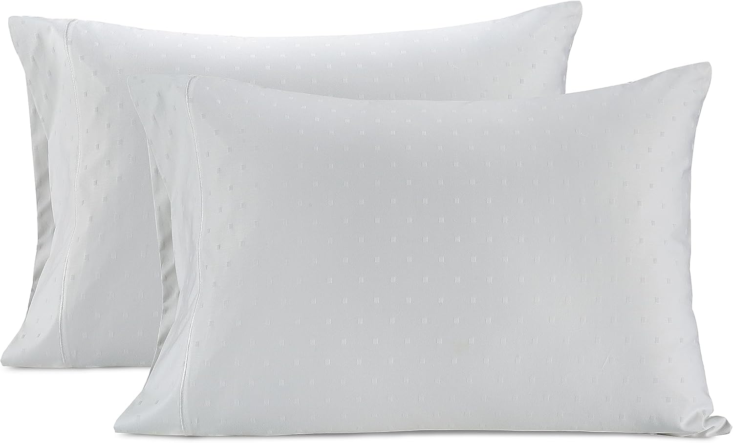 LANE LINEN Pillow Case Covers King, Set of 2, 100% Egyptian Cotton Sateen, Soft Cool & Smooth 1000 Thread Count Pillow Cases - Swiss Dot - White