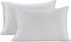 LANE LINEN Pillows Queen Size Set of 2, Soft 100% Egyptian Cotton, Cool & Smooth 1000 Thread Count Pillow Cases - Swiss Dot - White