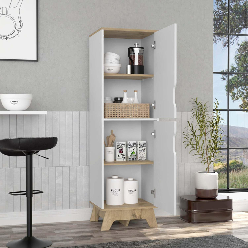 British Single Kitchen Pantry, Four Storage Shelves, Double Doors Cabinets fo...