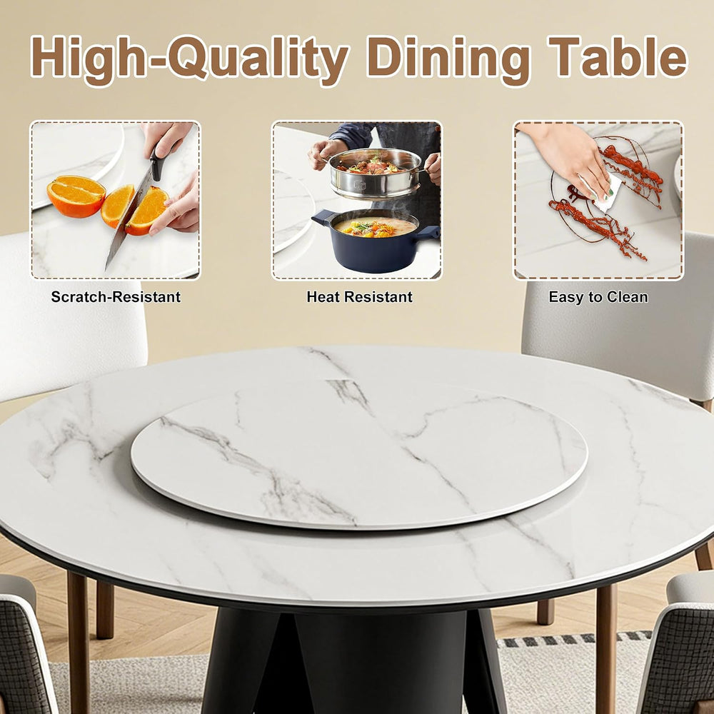 Montary 7 Piece Dining Table Set, Modern Kitchen Table Set of 6, Black White ...