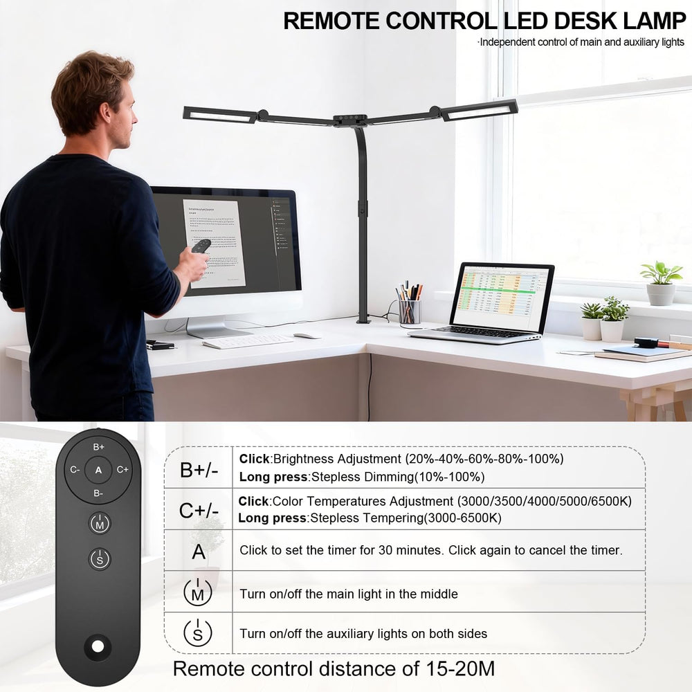 24W Bright Led Desk Lamp with Remote, 1500LM Architect Desk Light for Home Of...