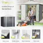 Greesum 6x4FT Outdoor Storage Shed, Utility Tool Shed Metal Storage Garden Shed with Door & Lock for Patio Storage, Gray