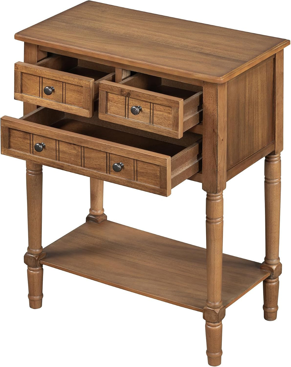 LKTART Small Solid Wood Sofa Table,Console Table with Drawers and Bottom Shel...