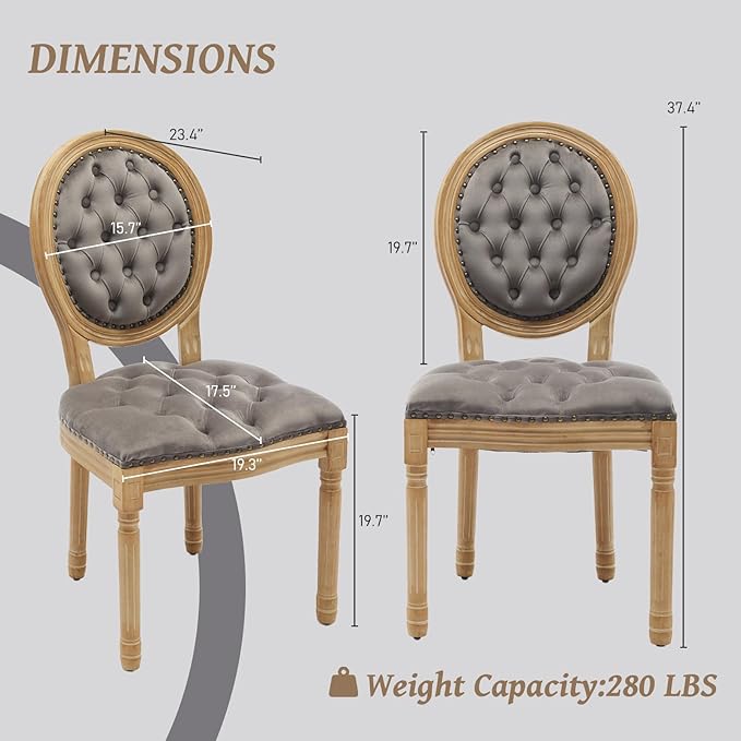 French Country Dining Chairs Set of 4,Farmhouse Upholstered Dining Room Chair...