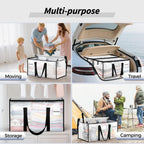 16 Pack Extra Large Heavy Duty Moving Bags, Clear Storage Bins with Lids, Reinforced Handles & Heavy-Duty Zippers Moving Boxes Storage Bags Totes for Clothes Packing, Dorms, College Supplies, Clear