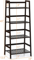Giantex 4-Tier Ladder Shelf, Multifunctional Ladder-Shaped Bookcase Storage Shelves, Bamboo Plant Stand Flower Pots Holder, Display Rack for Living Room Bathroom Bedroom Kitchen (Espresso)