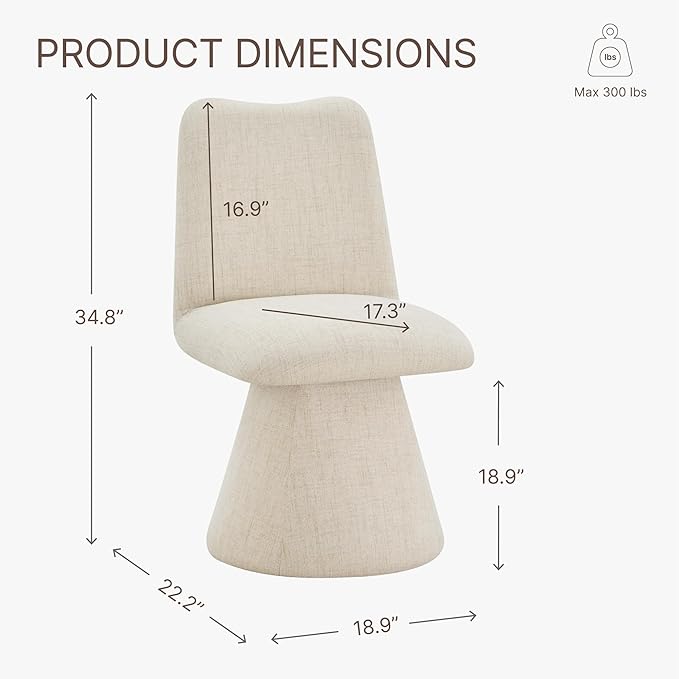 Swivel Dining Chairs Set of 1, Modern Upholstered Dining Chair Mid Century Kitchen Chairs with High Back, 360 Degree Rotating Vanity Chair for Dining Room, Bedroom, Farmhouse, Sand