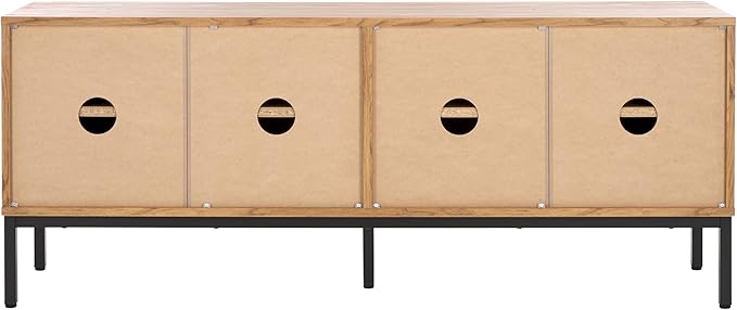 SAFAVIEH Lylia TV Stand for up to 65" Flatscreen – Black & Oak Brown, 4 Doors with Interior Storage, Entertainment Media Console Cabinet (MED9623D)