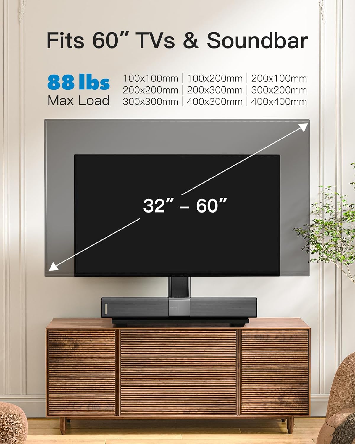 PERLESMITH Universal TV Stand Legs for 32-70 inch TVs, Table Top TV Stand up to 99 lbs, Height Adjustable Television TV Mount, Universal TV Base for Livingroom & Bedroom, VESA 400x400mm PSTVS04-N2