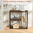 WOHOMO Console Table, Small Entryway Table with Storage Shelves 12'' Narrow Sofa Table Modern Hallway Table for Living Room 31.5" x12''x31.5'' Walnut