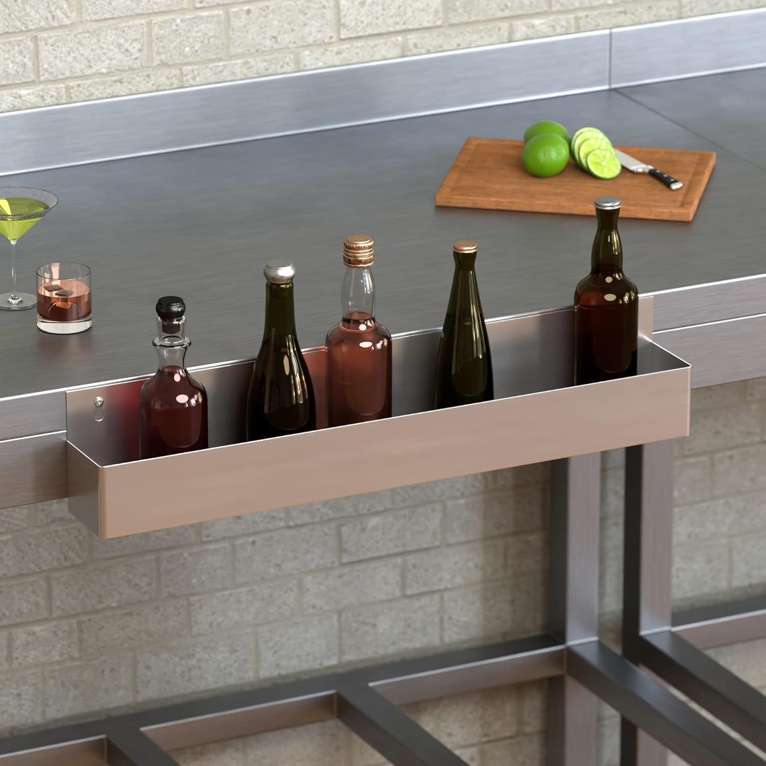 Stainless Steel Single Tier Speed Rail, Liquor Rack, Speed Rack, Bottle Holder - 32 Inch