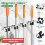 3 Pack Broom Holder Wall Mount 5 Racks 4 Hooks Stainless Steel Broom Mop Holder Anti Slip Storage Rack Strong Load Bearing Waterproof Broom and Mop Organizer Wall Hanging for Bathroom Kitchen Garage