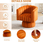 Swivel Accent Barrel Chair, Cute Comfy Small Round 360° Arm Chair, Velvet Sofa Club Reading Chair for Living Room, Bedroom, Office, Orange