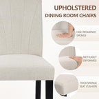 VECELO Upholstered Dining Chairs Set of 6, Modern Fabric and Solid Wood Legs & High Back, Parsons for Kitchen/Living Room- Beige