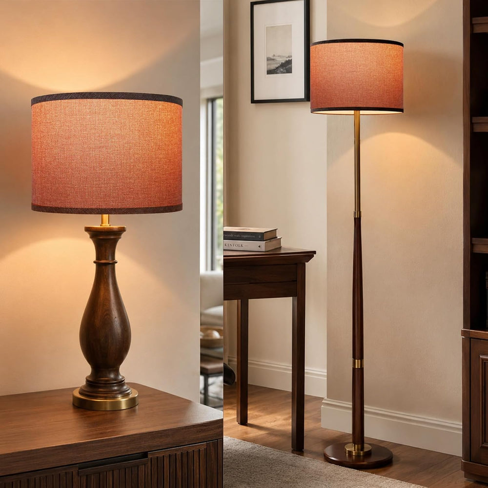 Drum Lampshades Set of 2, Fabric Lampshades for Table Lamps Floor Lamps, Medi...