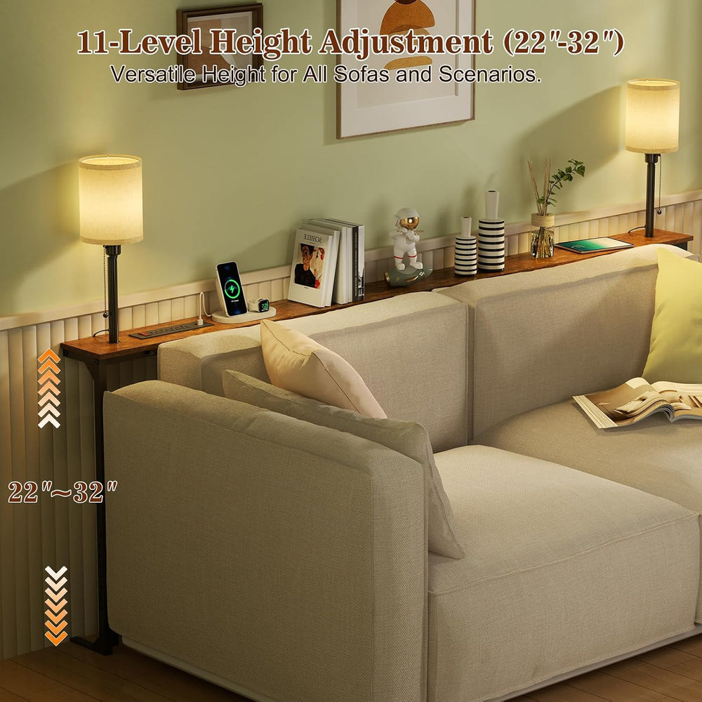 78.8" Long Sofa Table with Lights & Charging Station - 4 AC outlets ...