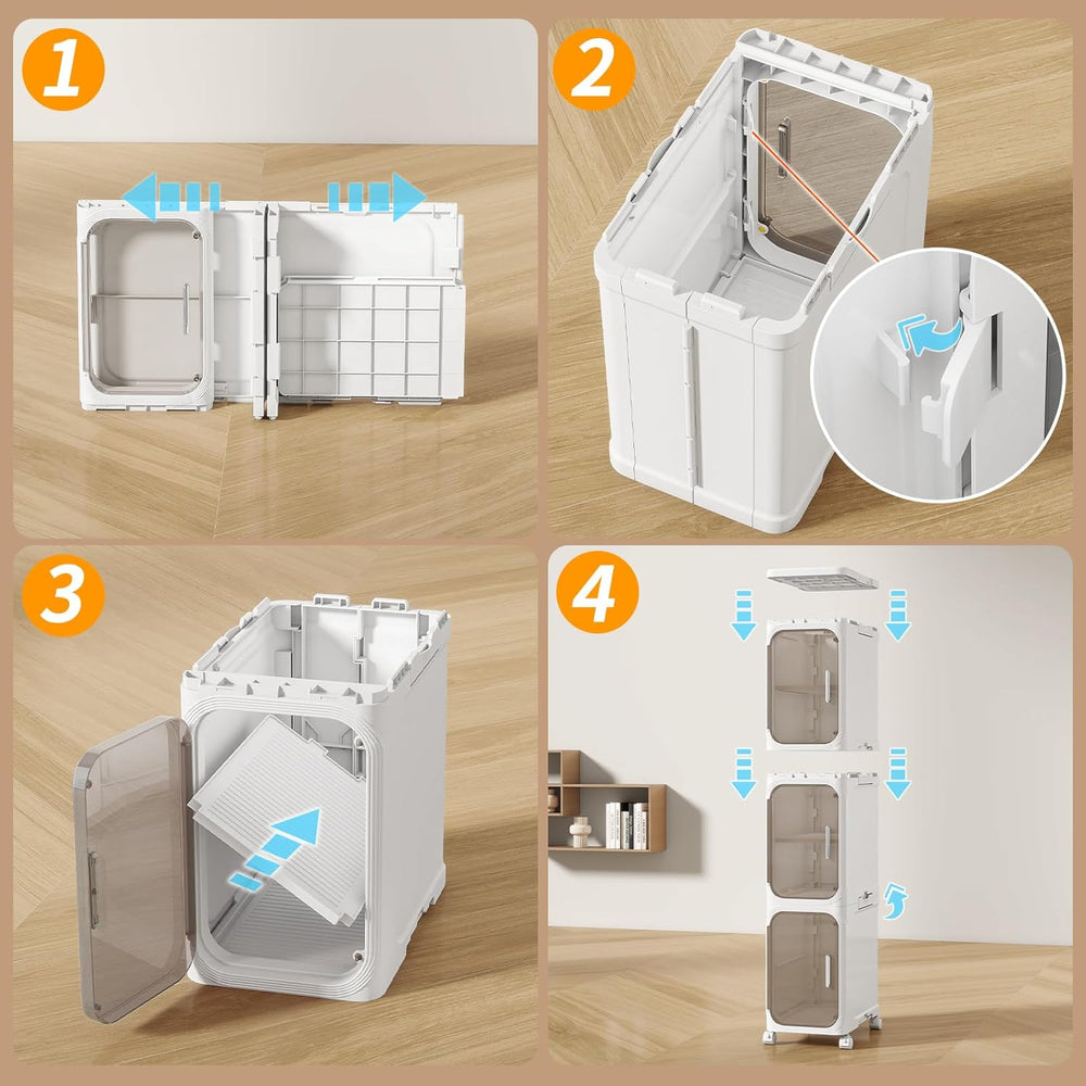 4 Tier Slim Bathroom Storage Cabinet, Foldable and Movable, White | Tools Fre...