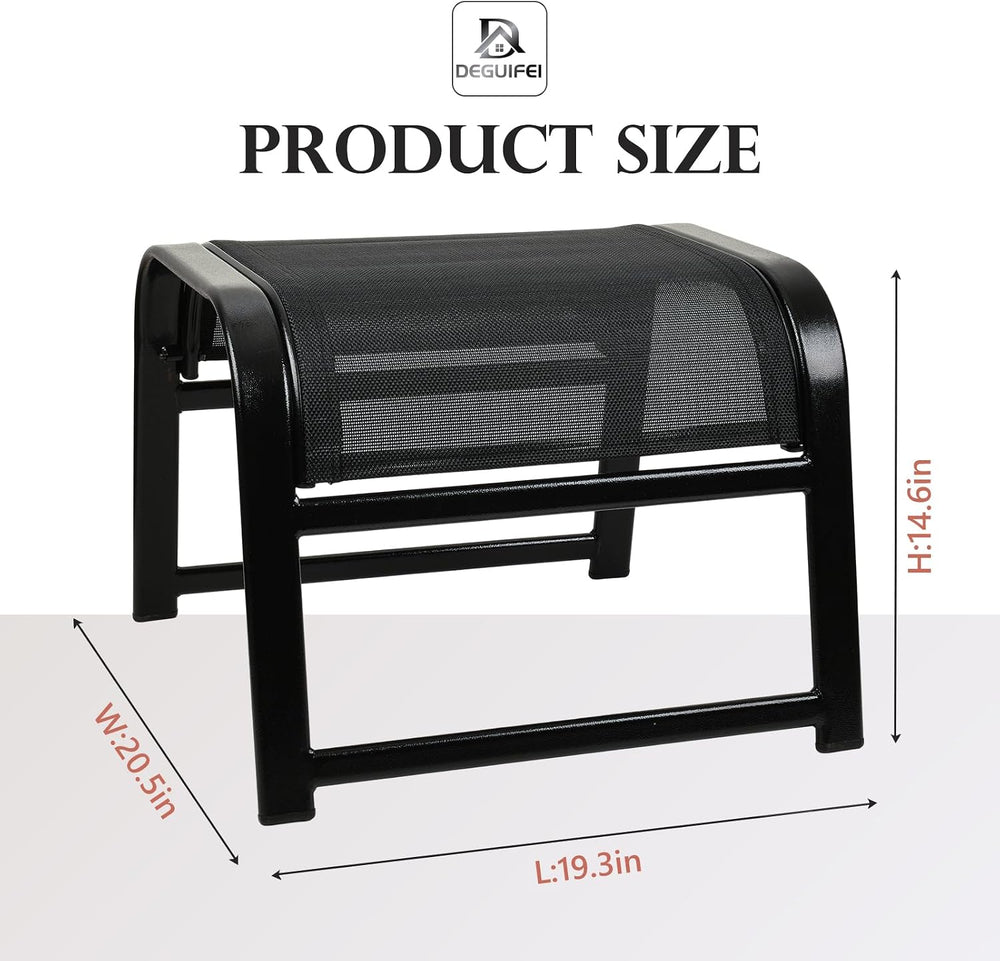 Assembled Patio Outdoor Ottoman 2 Set, Portable Footstools Textliene Metal Fo...