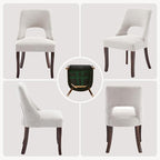 UVV Wooden Dining Chairs Set of 2, Mid Century Modern Upholstered Dining Room Chair Kitchen Chairs, Chenille Dinner Chair with Solid Wood Legs for Kitchen Dining Room, Light Grey