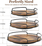 WOWBOX 9" Wood Lazy Susan Turntable Organizer for Cabinet, Pantry & Counter | Smooth 360° Rotation, Space-Saving Wooden Organizer for Spice Jars, Kitchen, Bathroom, Vanity & Tabletop
