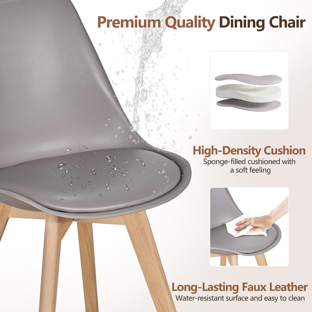 VECELO Dining Chairs Set of 4, Mid-Century Modern Kitchen & Dining Room C...