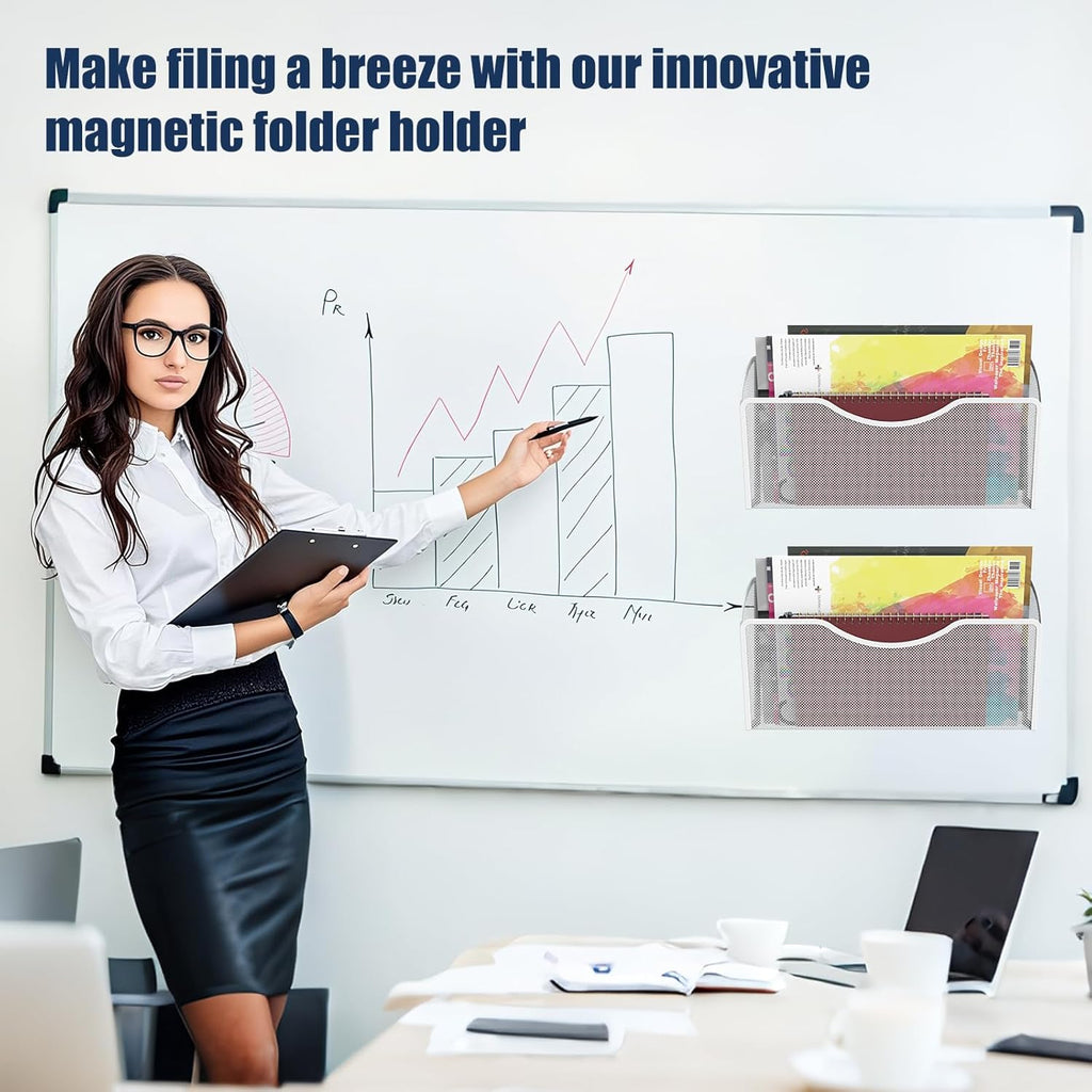 Magnetic File Holder 1 Pockets File Folder Organizer, Office Hanging Magazine Rack for File Cabinets, Magnetic Paper Holder, No Drilling Mail Organizer for Refrigerator, Office